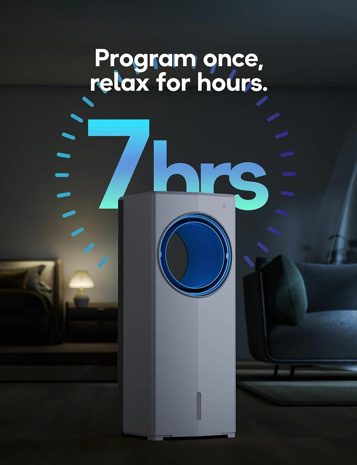 Windowless Portable Air Conditioner, 26.3 Small Evaporative Air Cooler for Room No Window, 3-Speed Settings, 4 Modes, 7H Timer, Remote Control, 4 Ice Packs, Quiet AC Unit for Bedroom