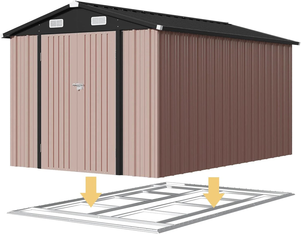 Aoxun 6.2x4 FT Shed Outdoor Storage Shed Metal Garden Shed Slooping Roof Tool Shed Bike Shed