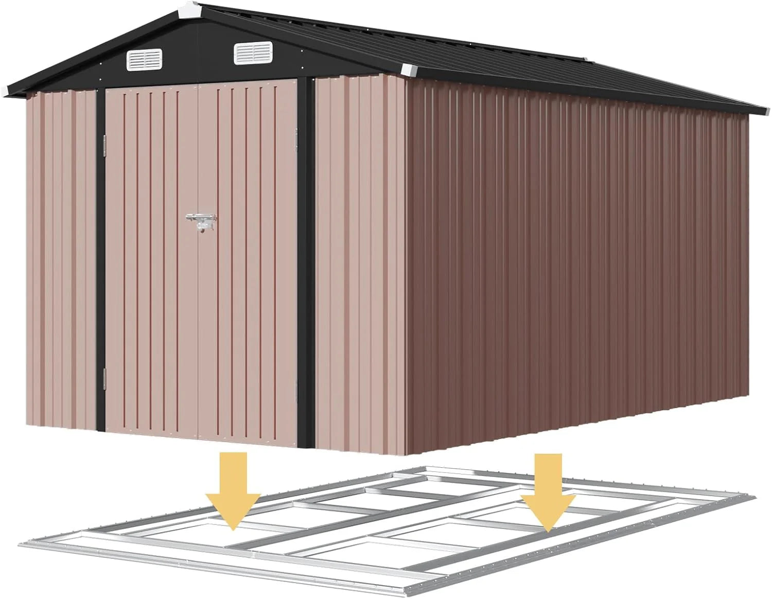 Aoxun 6.2x4 FT Shed Outdoor Storage Shed Metal Garden Shed Slooping Roof Tool Shed Bike Shed