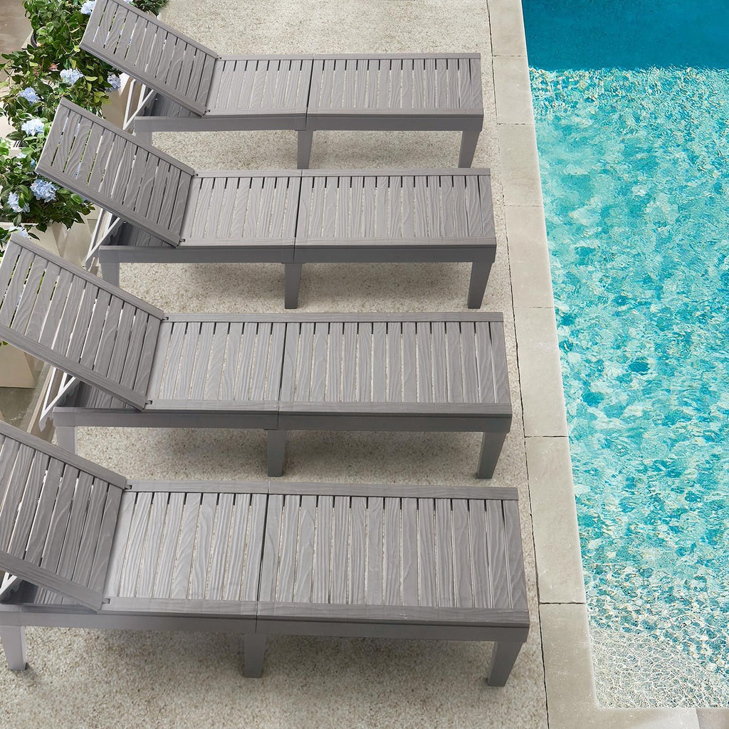 Patio Chairs - Black Chaise Lounge Chair Outdoor 5-Position Adjustable Sun Tanning Chair Waterproof Pool Lounge Chairs Set of 2 Reclining Lawn Chair, Lightweight Outdoor Lounge Chairs