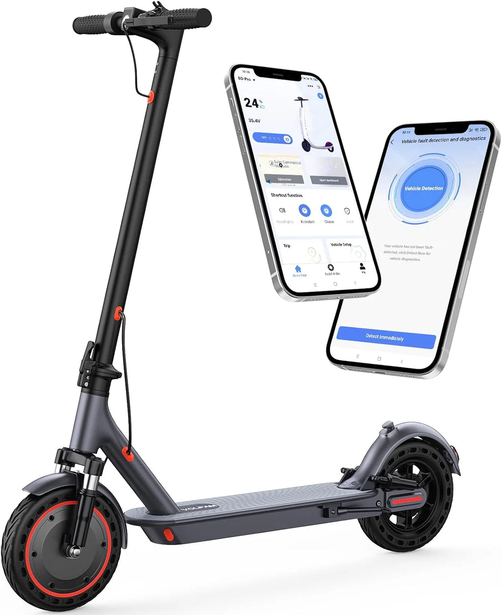 Electric Scooter, 350W/500W Powerful Motor, 8.5/10 Solid Tires, 19/22Mph, 28/21/12 Miles Range,Dual Braking