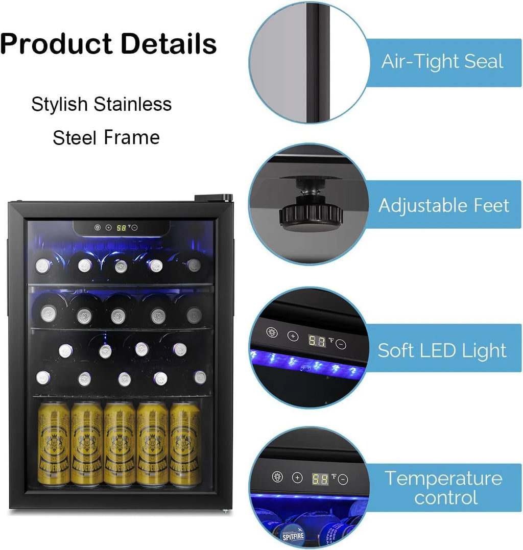 Antarctic Star 26 Bottle 130 Can Wine Cooler Cabinet Beverage Refrigerator Mini Wine Cellar
