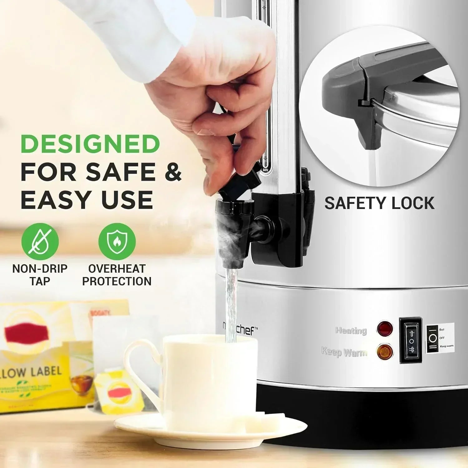 NutriChef Water Heater and Hot Water Dispenser 8L Electric Beverage Dispenser