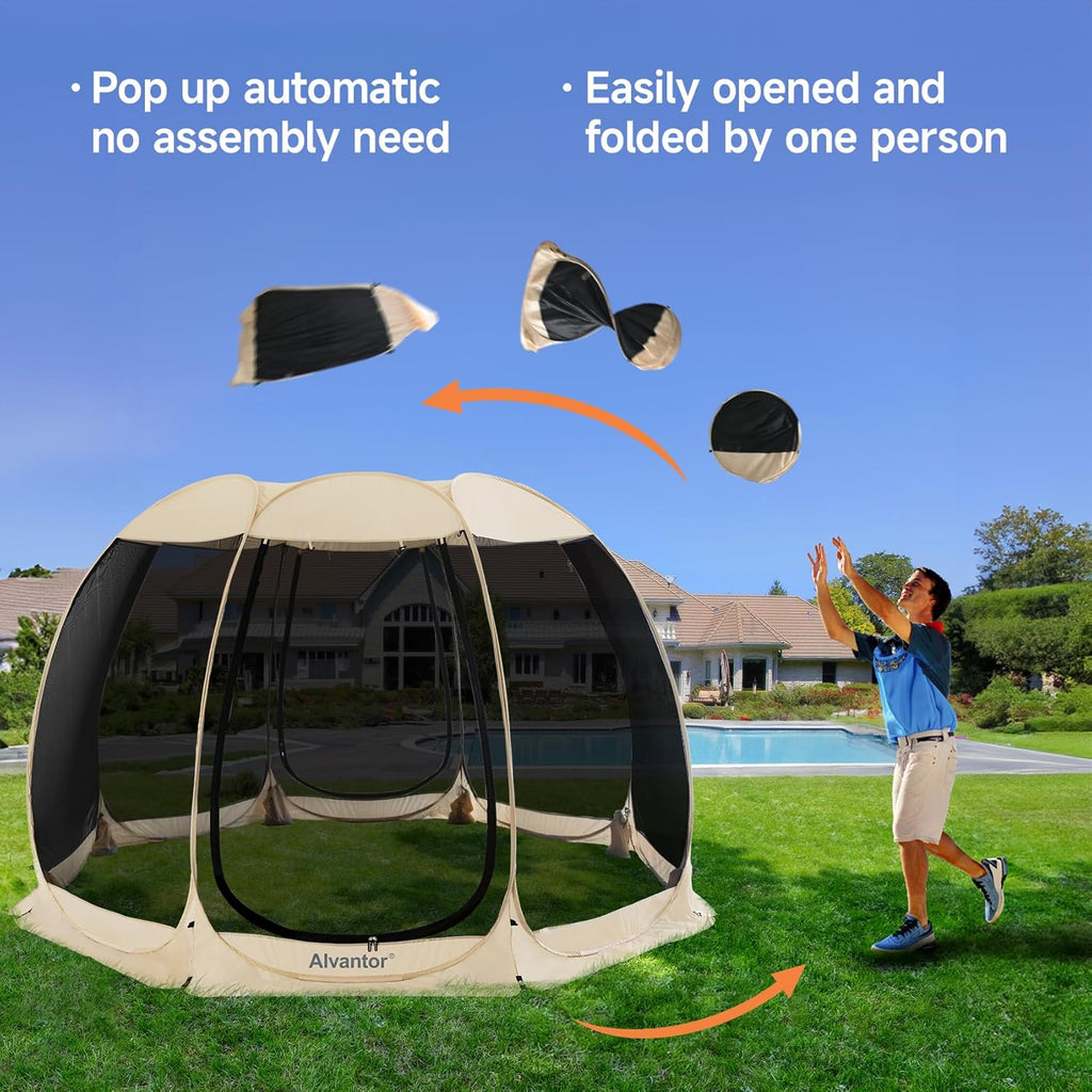 Screen gazebo sleeps 6-10-15 people Igloo-style canopy tent mosquito net on the sides Perfect