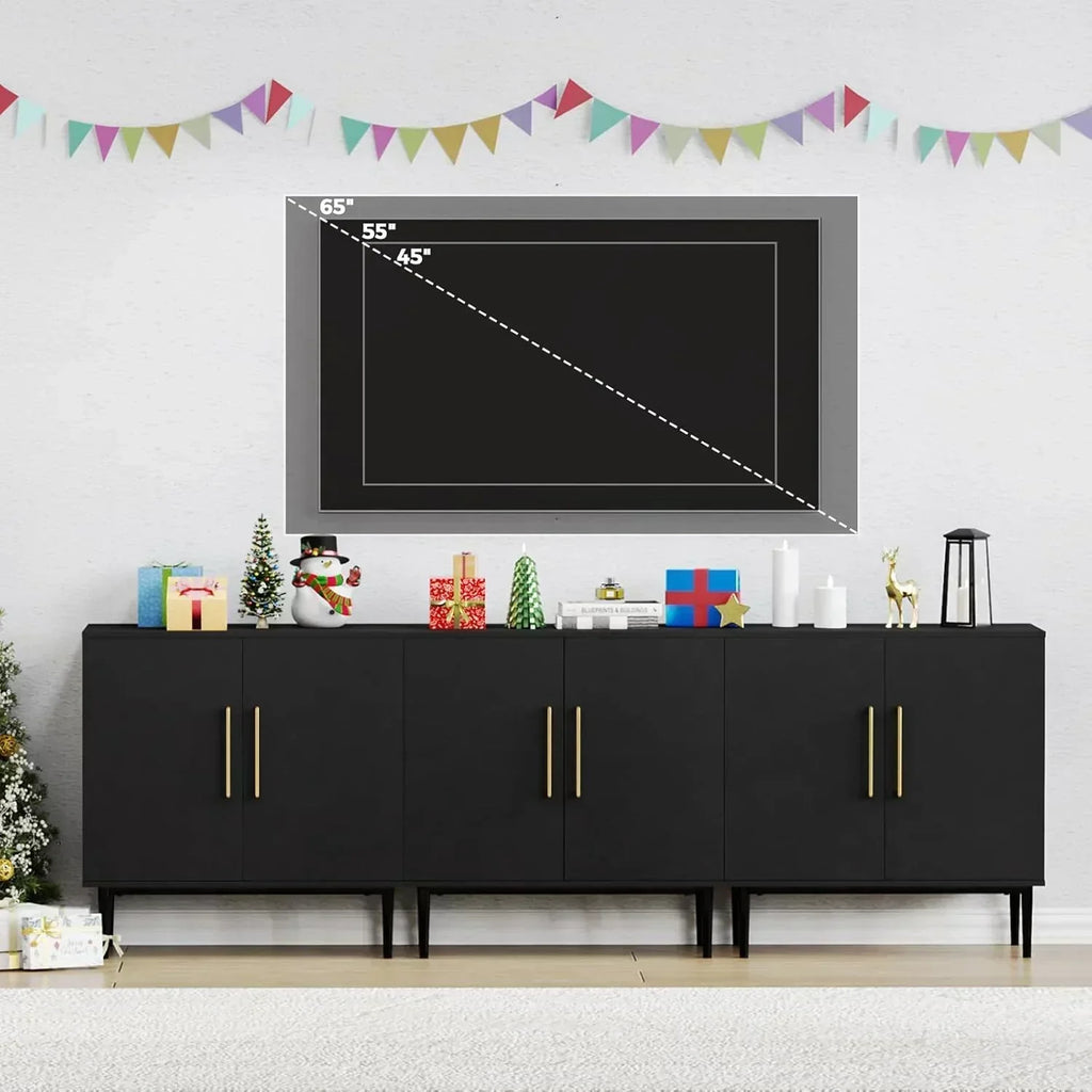 Free Standing Cabinet Black Wood for Living Room Bedroom Dining Room Hallway