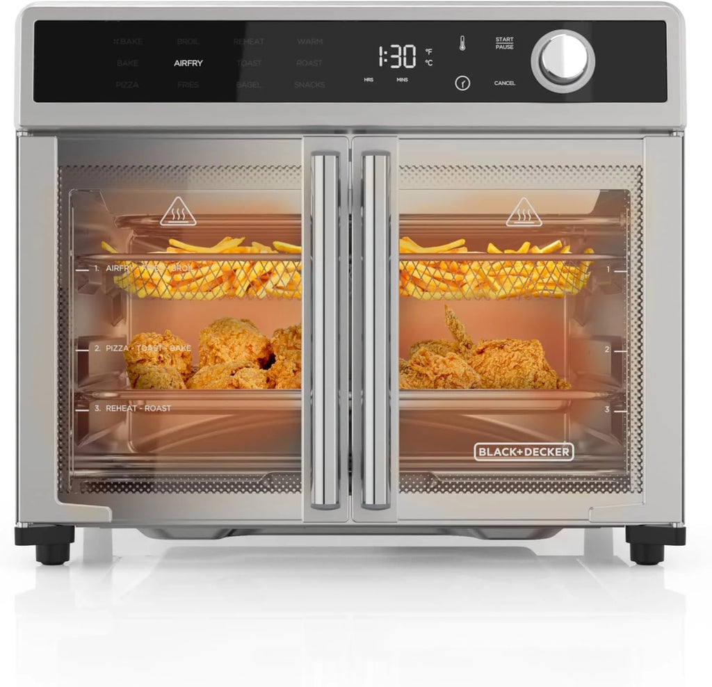 BLACK+DECKER Crisp 'N Bake Air Fryer Toaster Oven Combo, 12 in 1 Countertop Convection Oven Cooks Food Fast