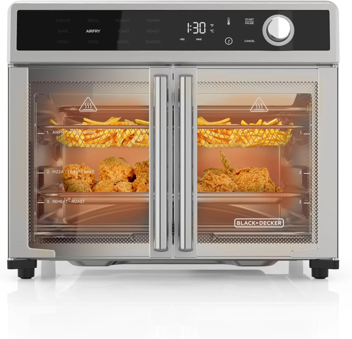 BLACK+DECKER Crisp 'N Bake Air Fryer Toaster Oven Combo, 12 in 1 Countertop Convection Oven Cooks Food Fast