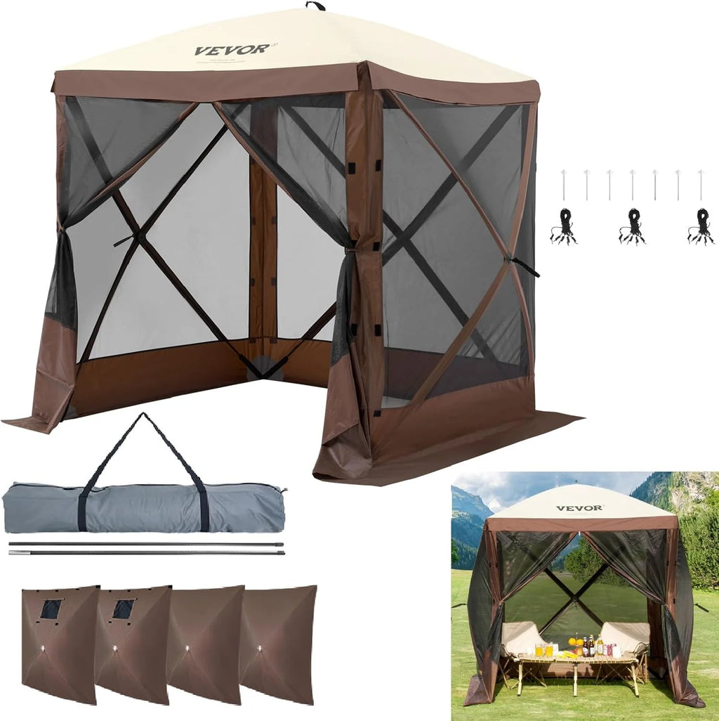 VEVOR 12x12ft Pop Up Gazebo Tent with Mosquito Netting, 6 Removable Wind Panels