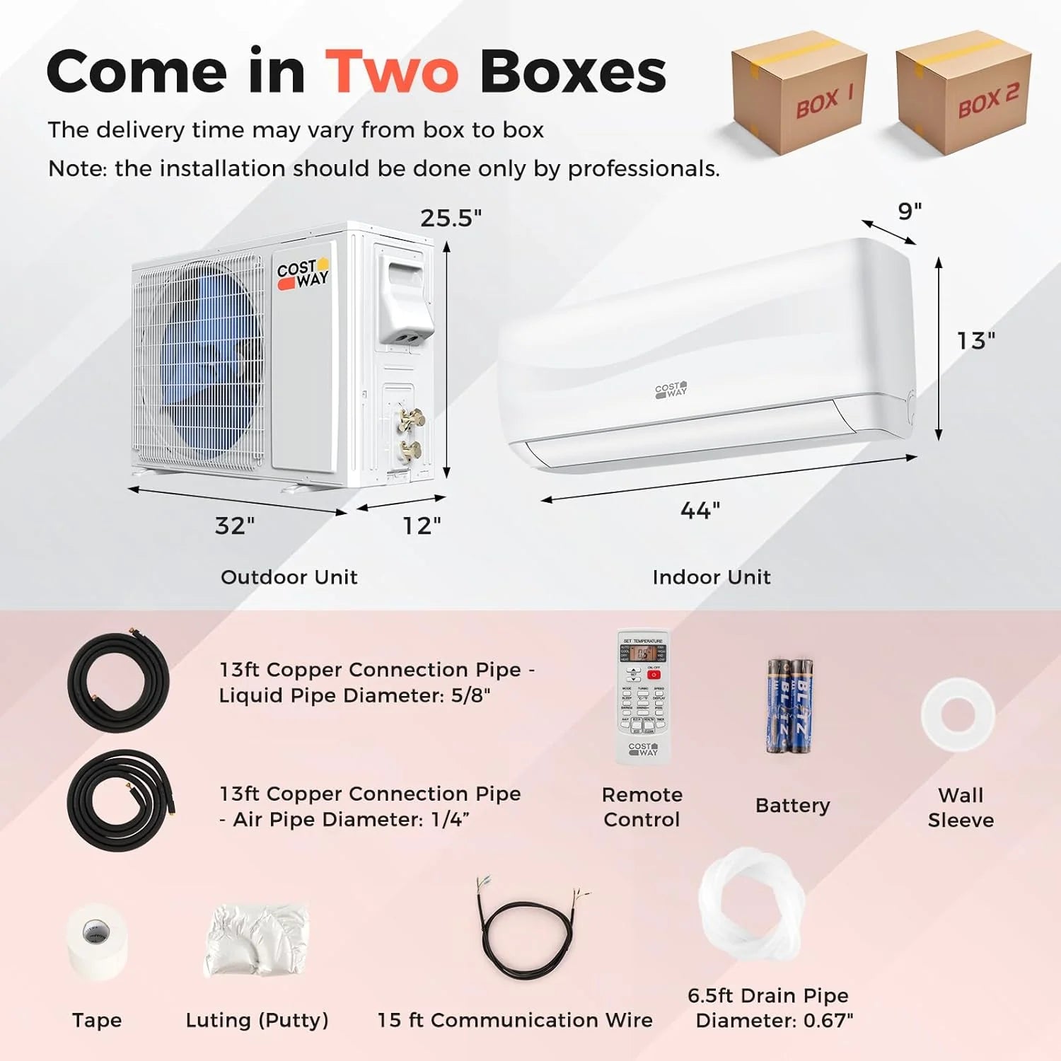 COSTWAY 12000BTU Mini Split Air Conditioner& Heater, 20 SEER2 115V Wall-Mounted Ductless AC Unit Cools Rooms up to 750 Sq. Ft, Energy Efficient Inverter AC with Heat Pump (Blast Series)