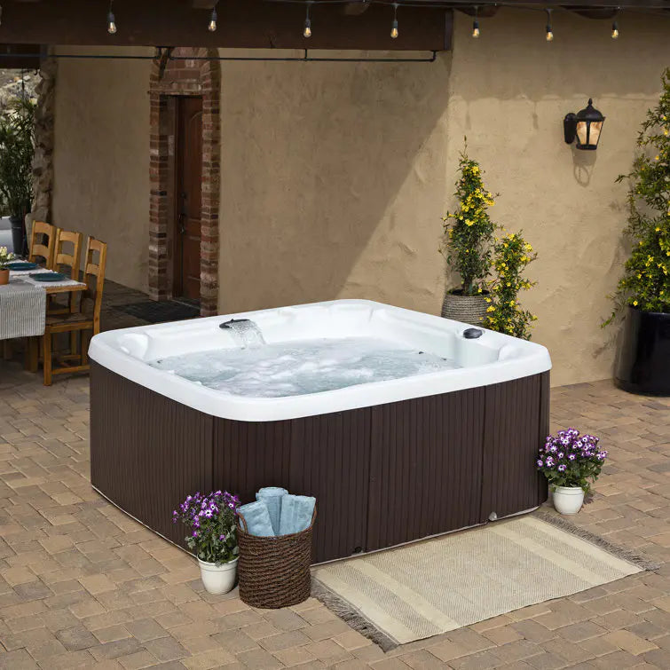 Lifesmart Spas 230 Volt 7 Person 65 Jet Square Hot Tub with Ozonator in Espresso
