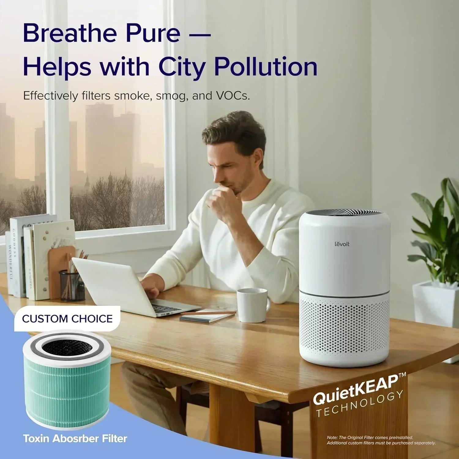 Air Purifier for Bedroom Allergies and Pet Hair 56W High Torque Motor