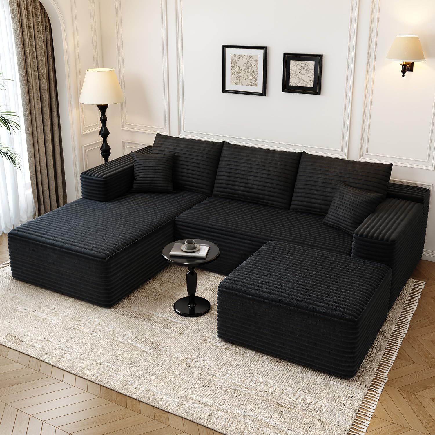 107.5 Cloud Modular Sectional Sofa Couch with L-Shape Chaise,Modern Minimalist Upholstered Couches