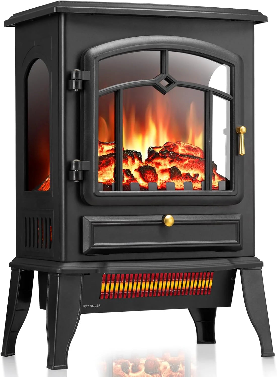 ZAFRO Freestanding Electric Fireplace Stove with Realistic Flame, 5100 BTU Electric Fireplace Heater