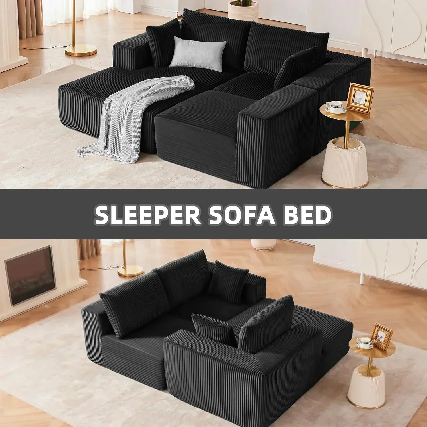 108-inch modular sofa cloud modular sofa with deep seat and reclining chair upholstered sofa
