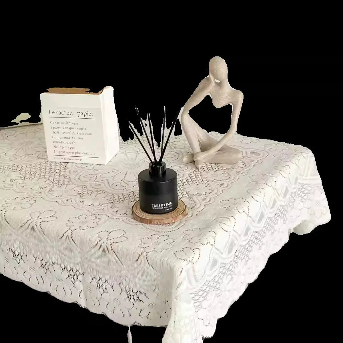 Spitzen-Vintage-Tischdecke, inspiriertes, elegantes Dekor f��r Esszimmer und Heim-Styling