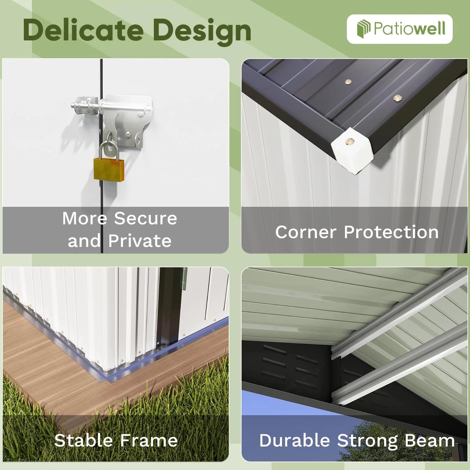 Patiowell 5x3 FT Outdoor Storage Shed Tool Shed with Sloping Roof and Lockable Door Metal Shed