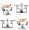5 QT Chafing Dishes 4 Pack Premium Stainless Steel Complete Set Round Chafing Dish Buffet Set