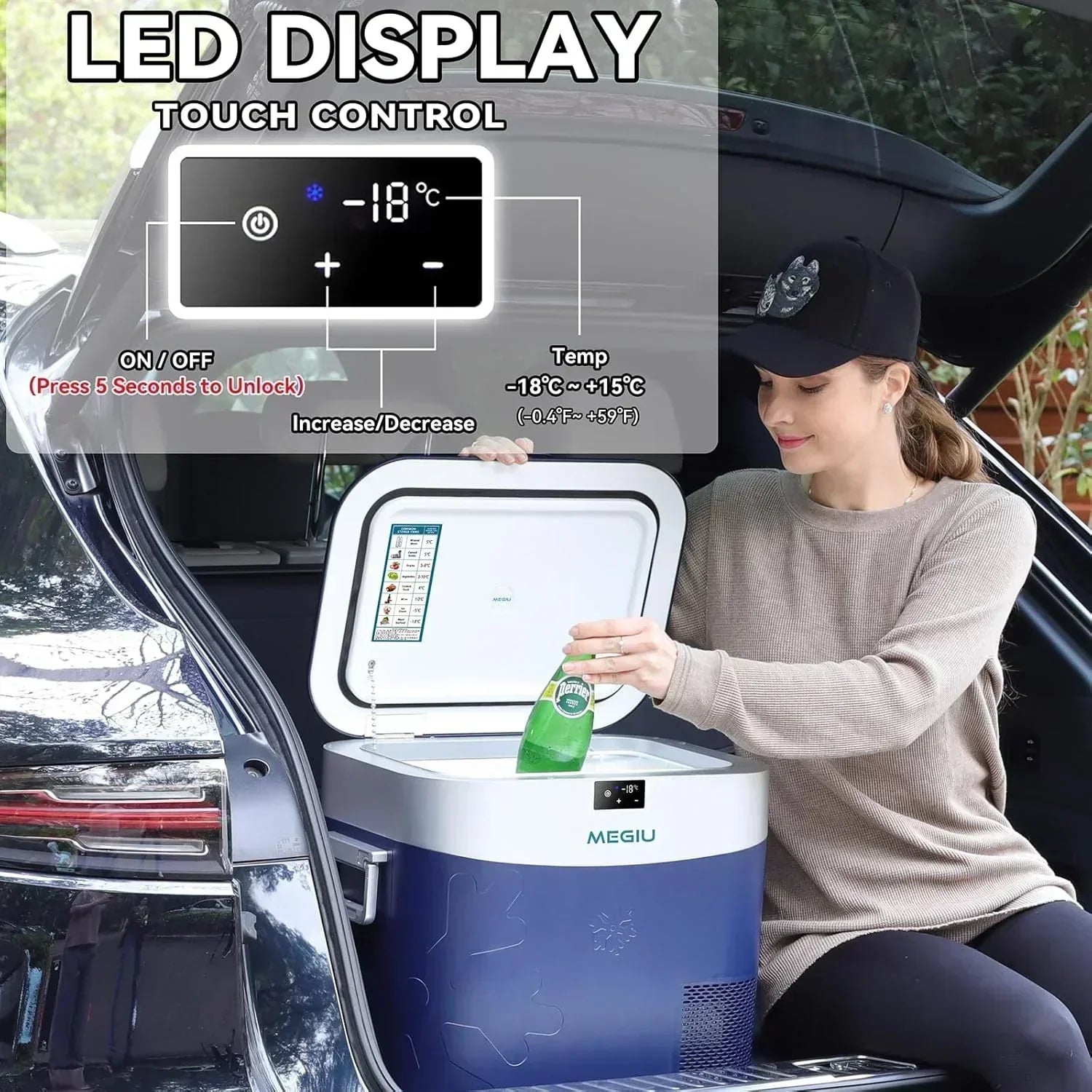 Car Fridge Portable 12 Volt Refrigerator 23 Quart (22 Liter) Freezer Compressor Cooler 12V/24V