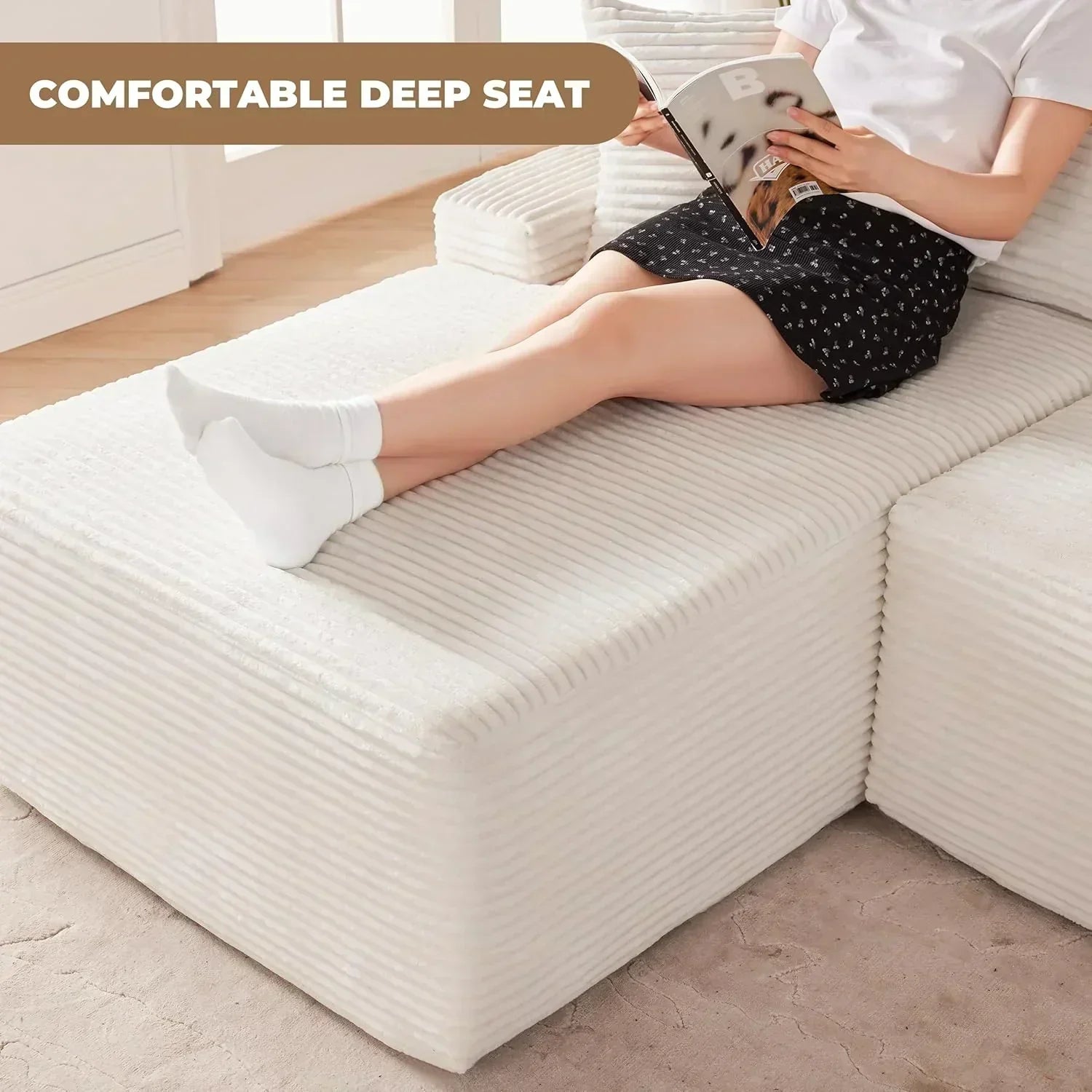 110-inch cloud sofa boneless sofa in the living room modular sofa with deep seats