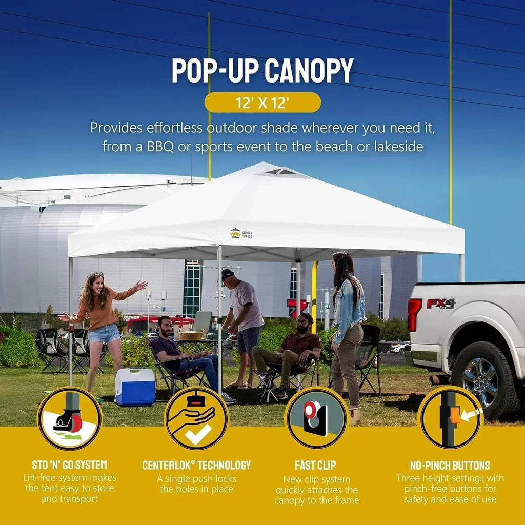 10x10 Pop-Up Awning One-Click Installation Beach Tent Outdoor Sunshade Silver Coated Top