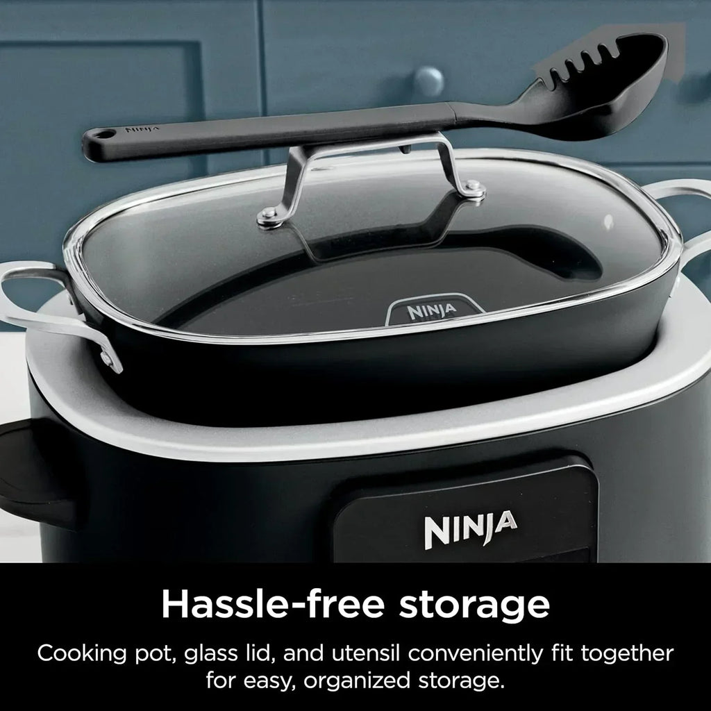 Ninja Slow Cooker 8.5 Quart Multi Cooker with Dutch oven steamer glass lid with integrated spoon