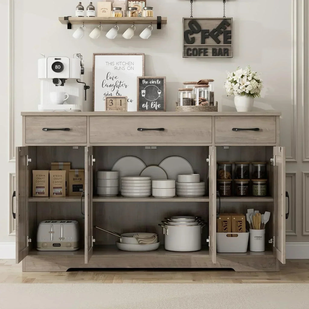 Sideboard with drawers large 55-inch sideboard modern farmhouse wood kitchen dining table