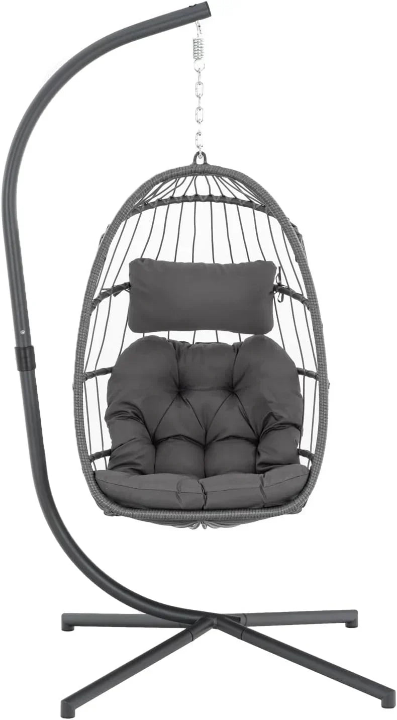 Yechen Indoor Outdoor Egg Hanging Chair Stand Patio Wicker Swing Egg Chair Swinging Chair