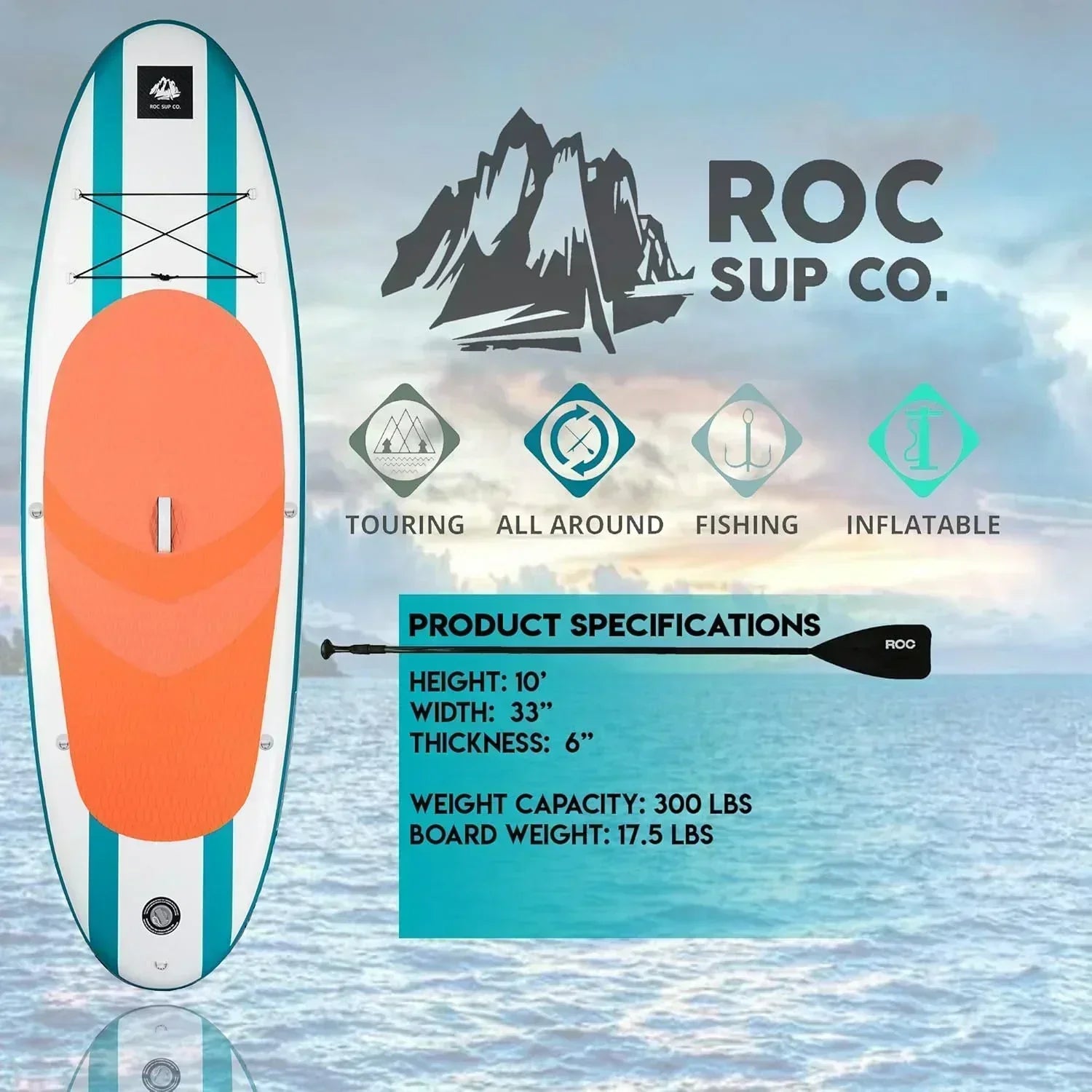 ROC inflatable stand-up paddle board high-quality SUP paddle board accessories