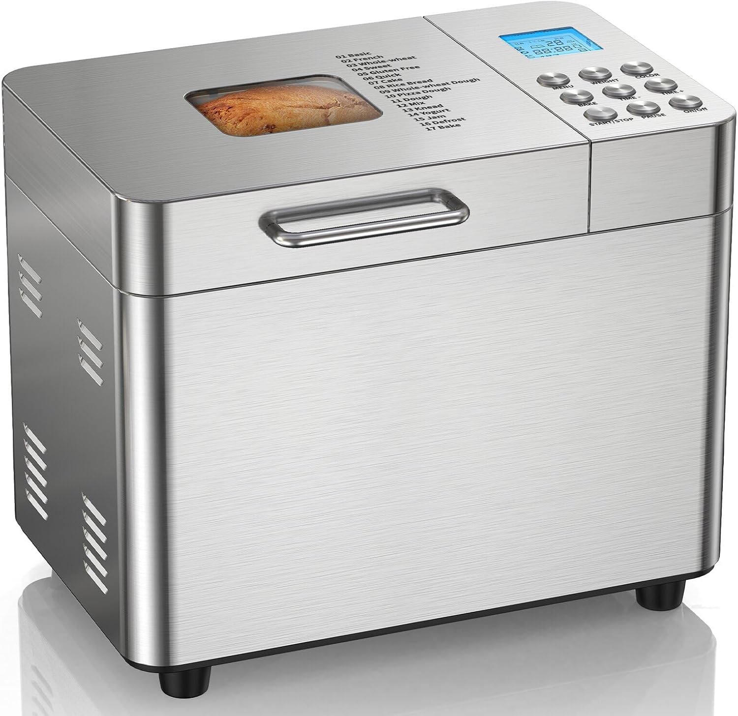 2LB Bread Maker OSIPOTO 17-in-1 Automatic Stainless Steel Bread Maker