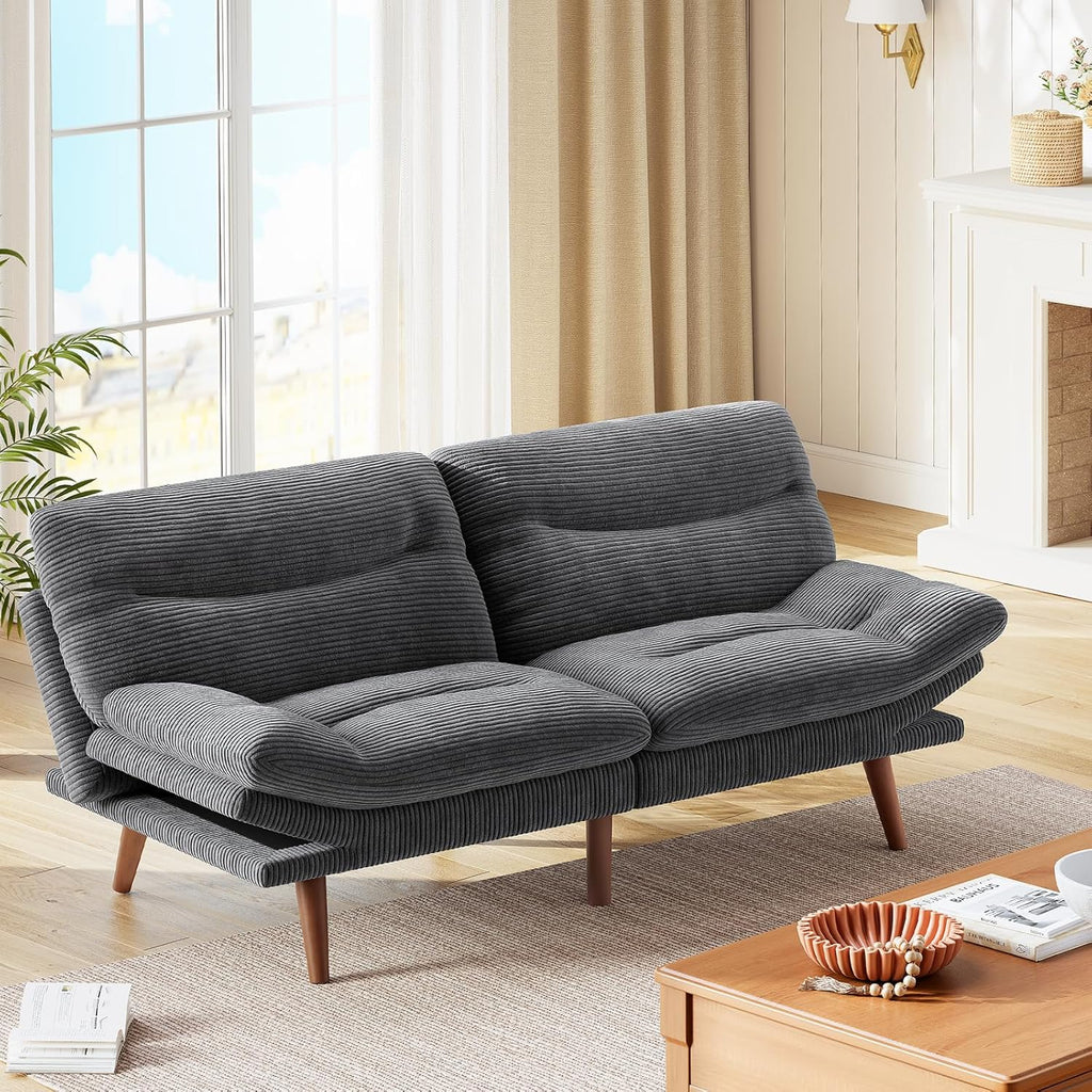 Futon Sofa Bed Futon Sofa Adjustable Back Armrests Converts to Small Sleeper Sofa Bed