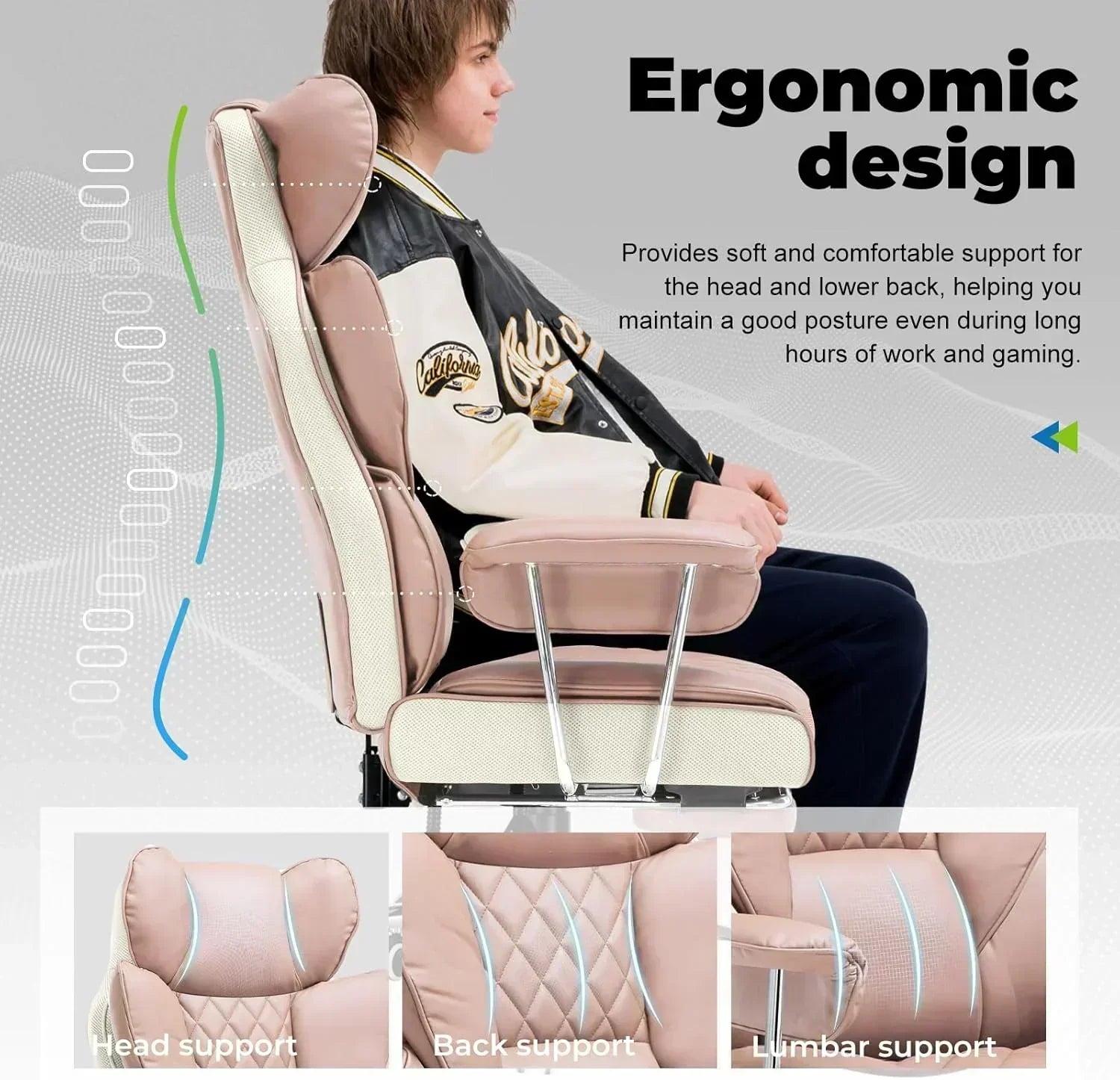 Large high back office chair high back leather gaming chair with footrest