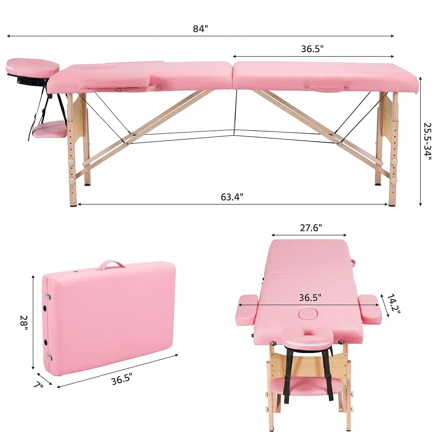 Yaheetech Massage Table Portable Lash Beds Spa Bed Massage Couch Foldable Spa Tables