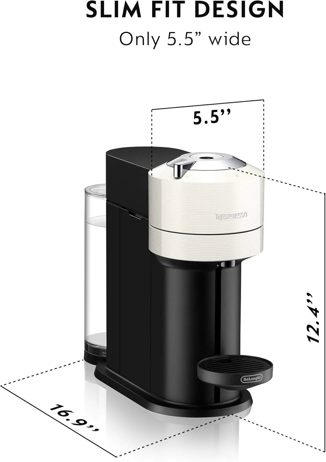 Nespresso Vertuo Next Coffee and Espresso Maker by De'Longhi, White