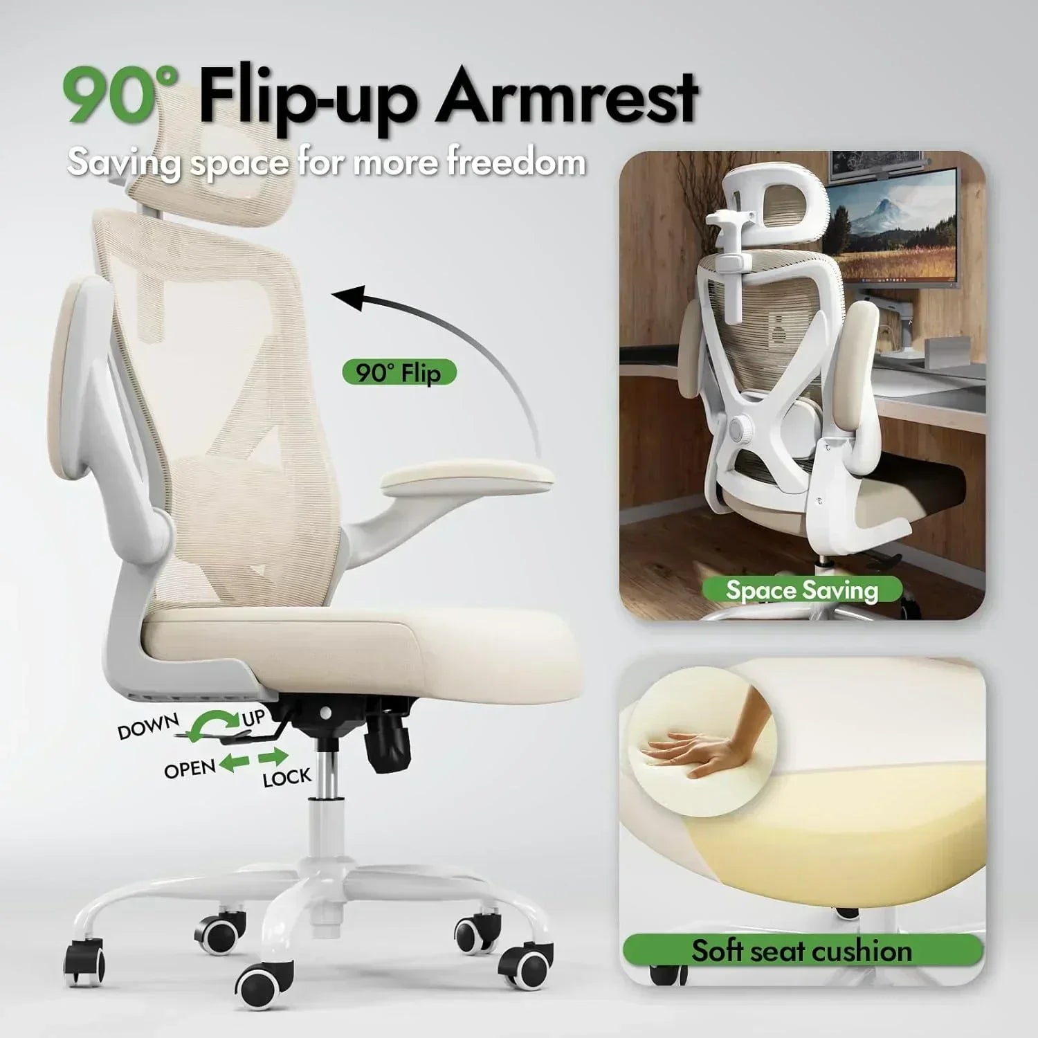 Office computer desk and chair gaming chair with lumbar support and headrest