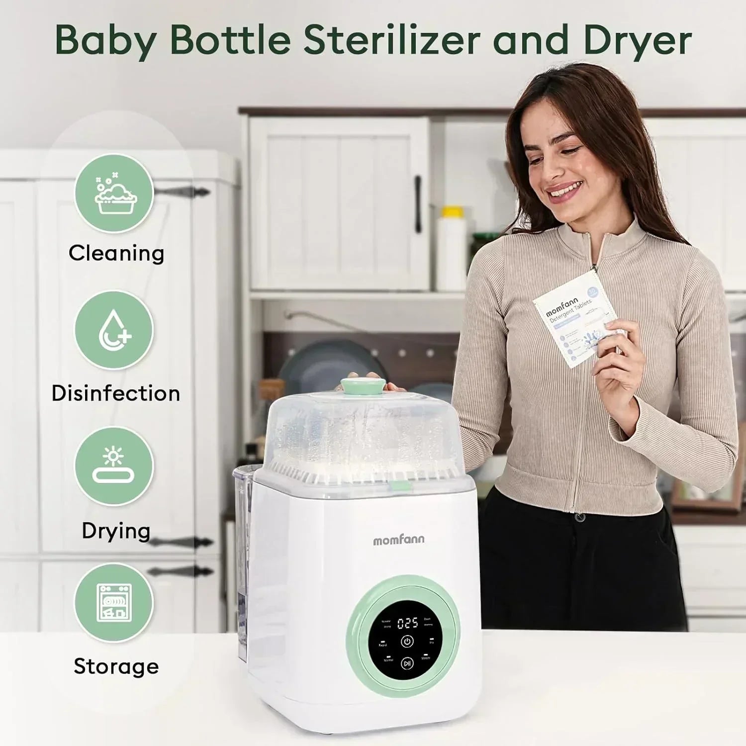 Baby Bottle Washer-19 Min Rapid Wash Sterilizer and Dryer All-in-One Cleaner Bottles Pump Parts