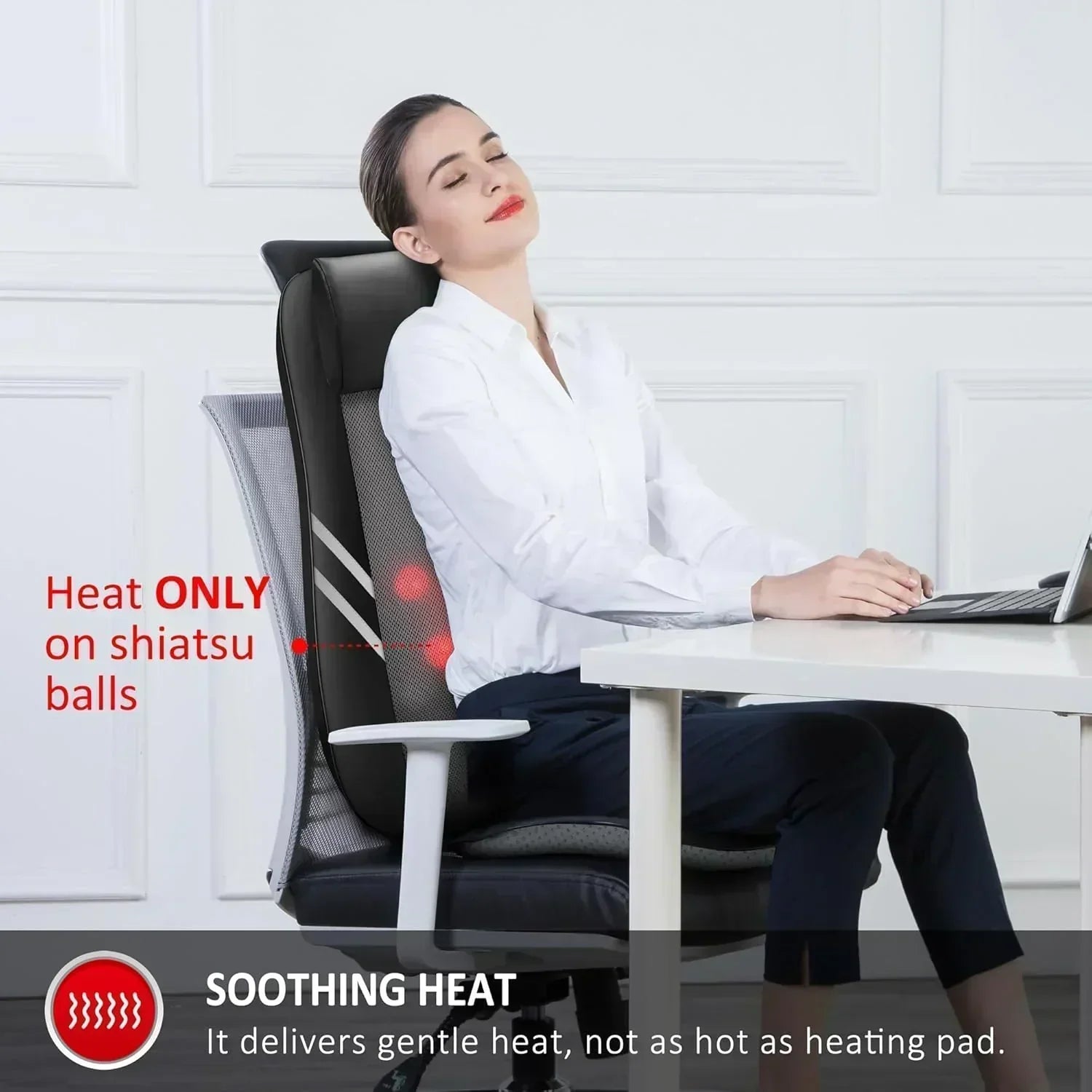 Snailax Shiatsu Massage Cushion with Heat Massage Chair Pad Kneading Back Massager for Home
