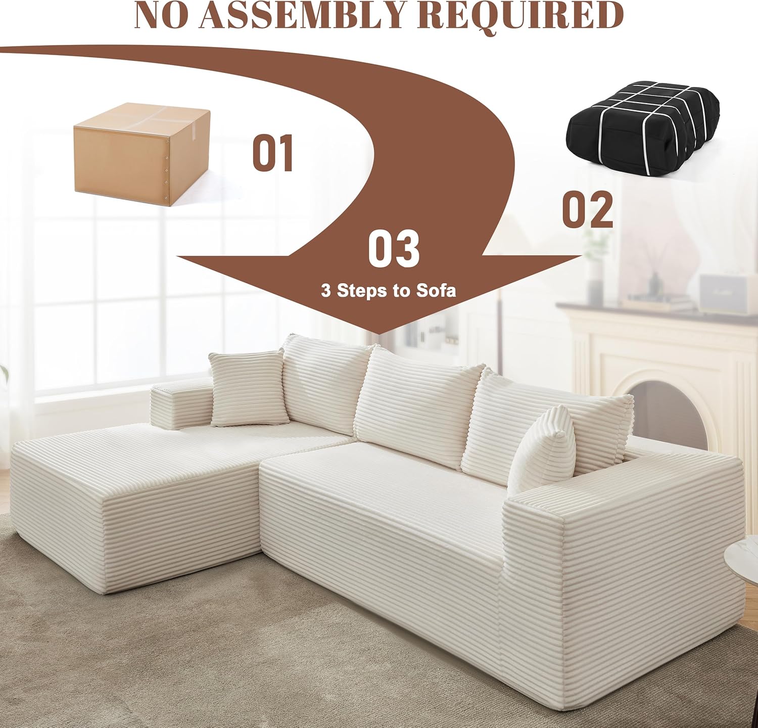 110-inch cloud sofa boneless sofa in the living room modular sofa with deep seats