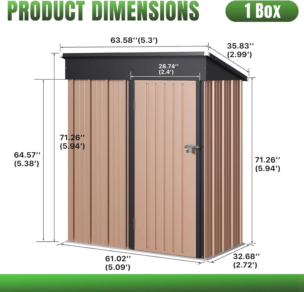 Aoxun 6.2x4 FT Shed Outdoor Storage Shed Metal Garden Shed Slooping Roof Tool Shed Bike Shed