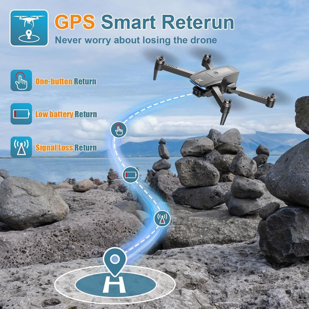 GPS Drones with Camera for Adults 4K, Brushless Motor FPV RC Quadcopter with Auto Return, Follow Me, Headless Mode, 50 Mins Long Flight, Lightweight and Foldable Drone for Beginner