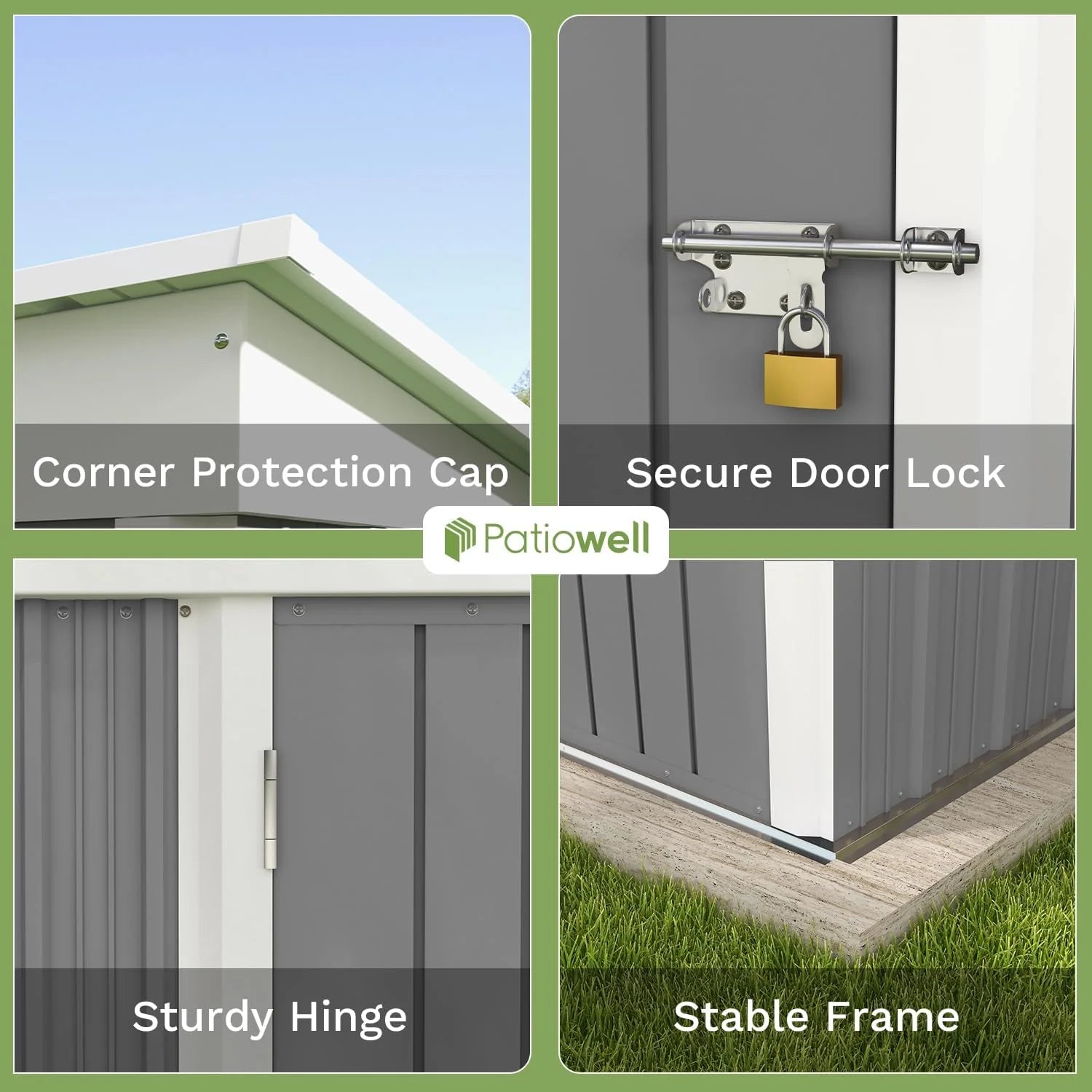 Patiowell 5x3 FT Outdoor Storage Shed Tool Shed with Sloping Roof and Lockable Door Metal Shed