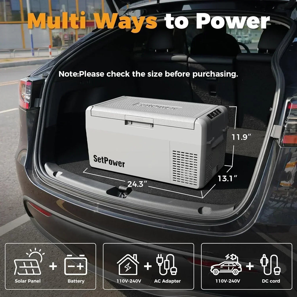 12V Refrigerator 21 Quart Portable Freezer 50 Hours Keep Cool Electric Cooler Car Refrigerator