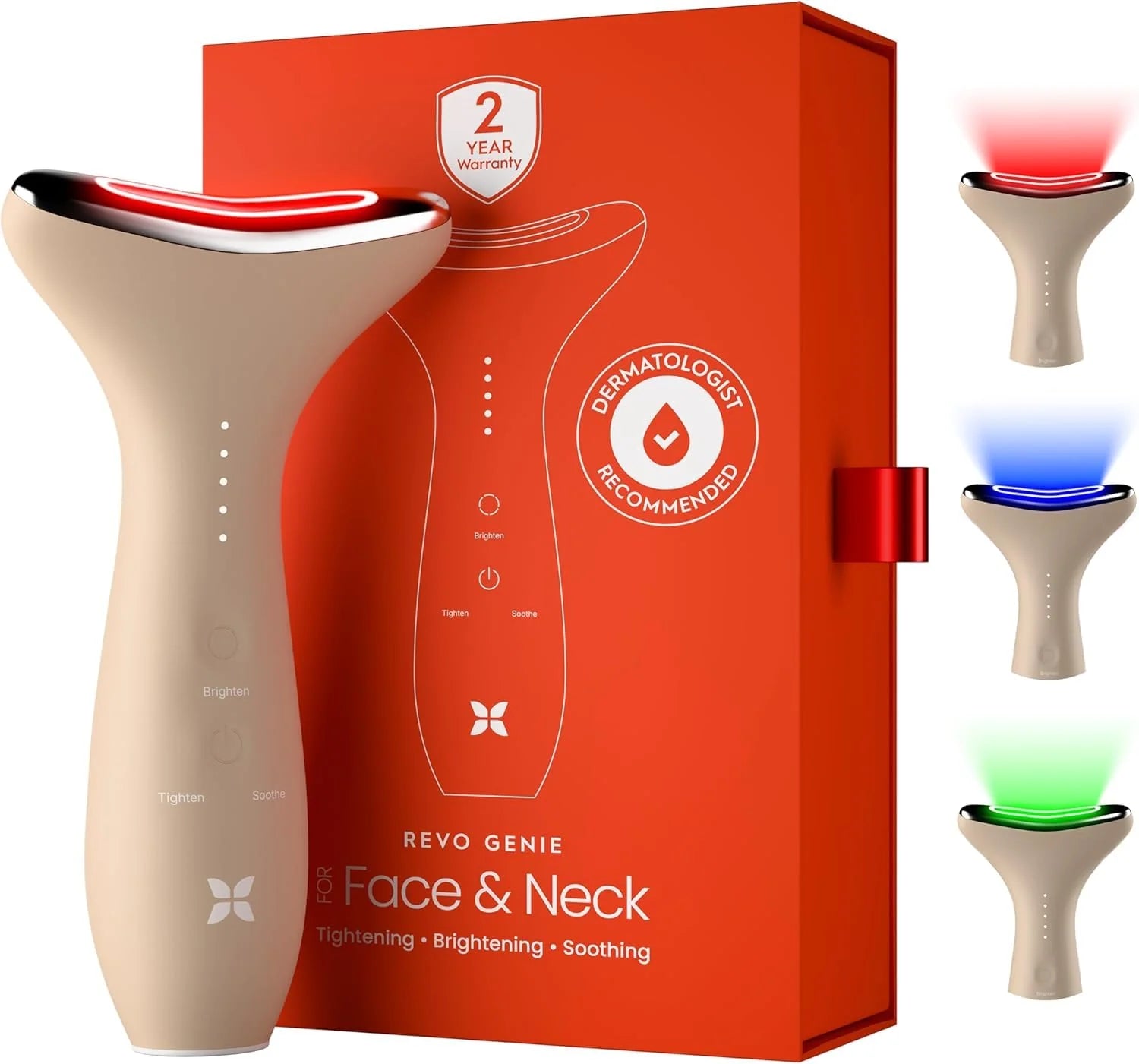 REVO Genie Facial Massager for Face and Neck, LED Face Lift Device with Heat & Vibration