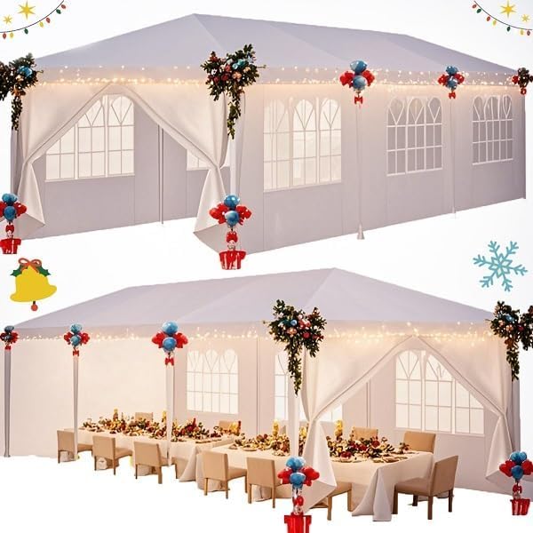 HOTEEL 10x30 Party Tent with 8 Removable Sidewalls for Parties, Weddings, BBQ