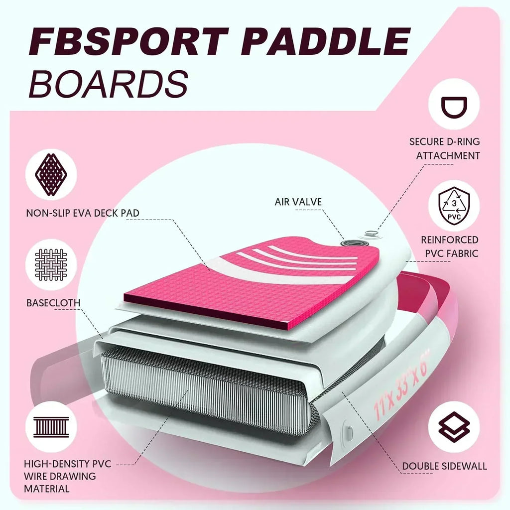 FBSPORT 11' Premium Stand Up Paddle Board Yoga Board with Durable SUP Accessories Carry Bag