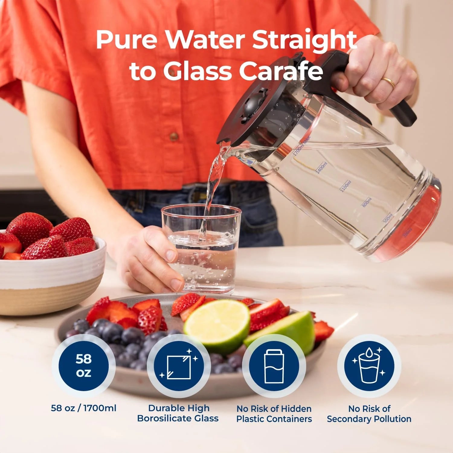 Bluevua RO100ROPOT-UV Reverse Osmosis System Countertop Water Purifier - 6-stage purification with UV and remineralization, reverse osmosis filtration