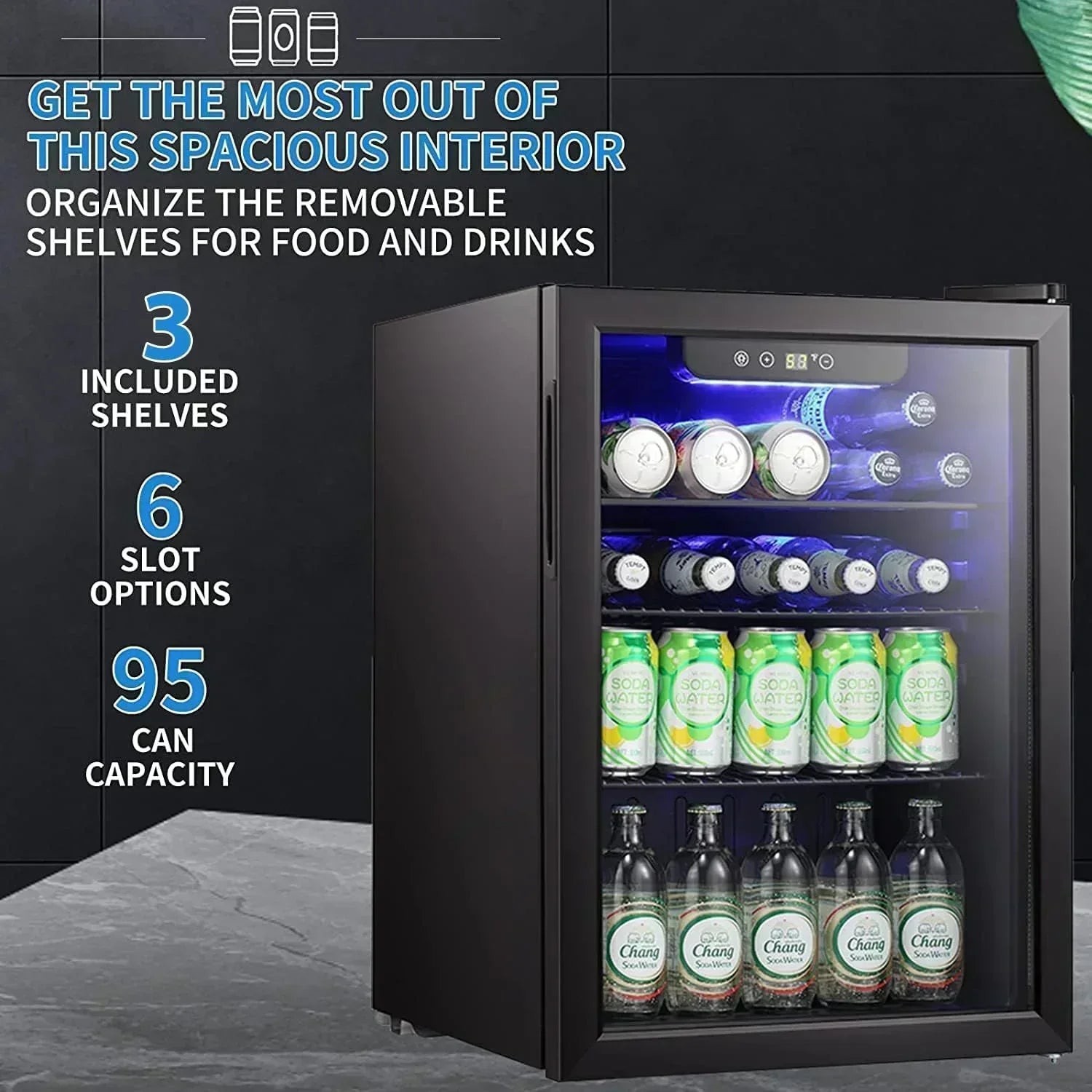 Antarctic Star Beverage Refrigerator Cooler 68 Can Mini Fridge with Glass Door for Beer Drinks Wine