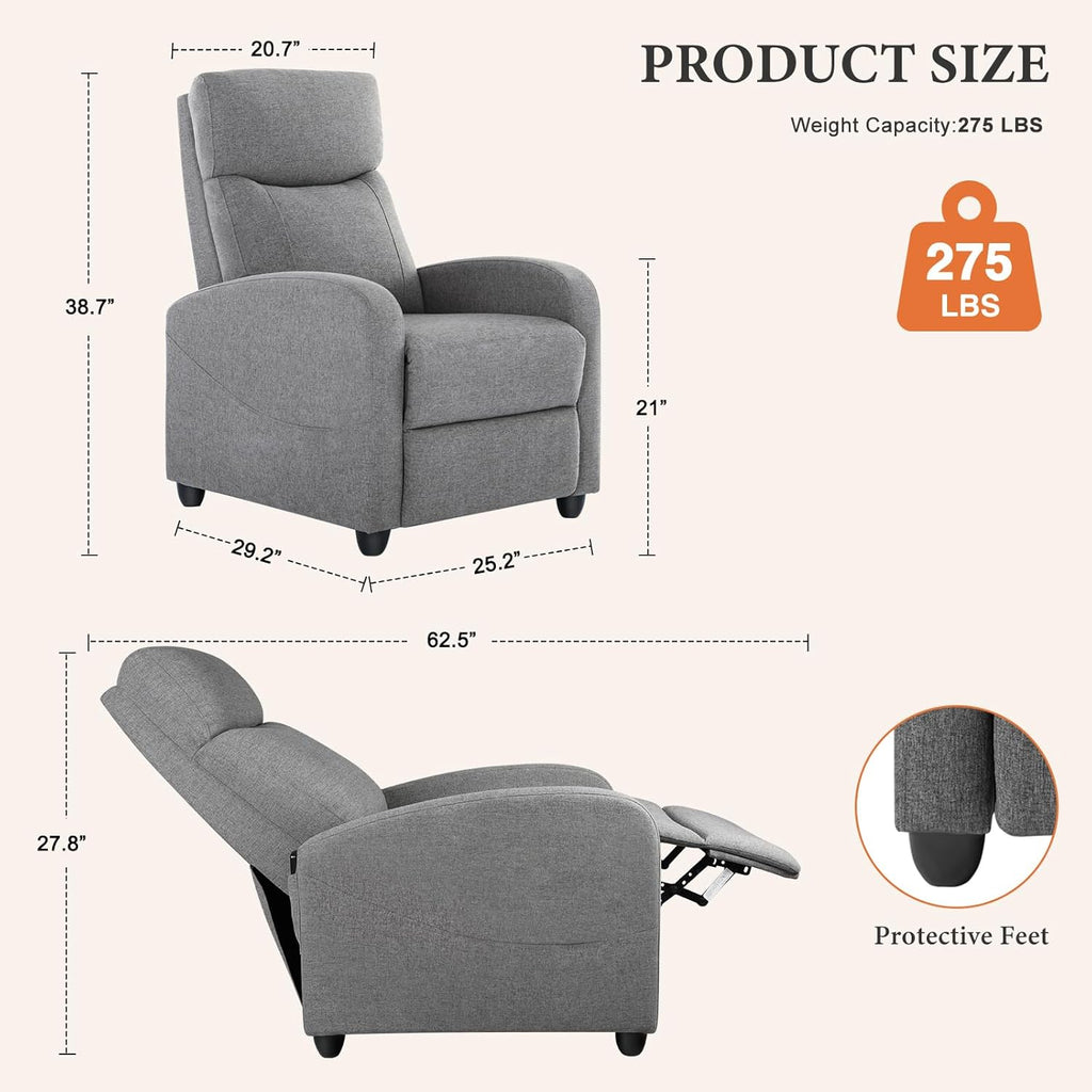 Adult massage recliner adjustable home theater seat modern fabric recliner