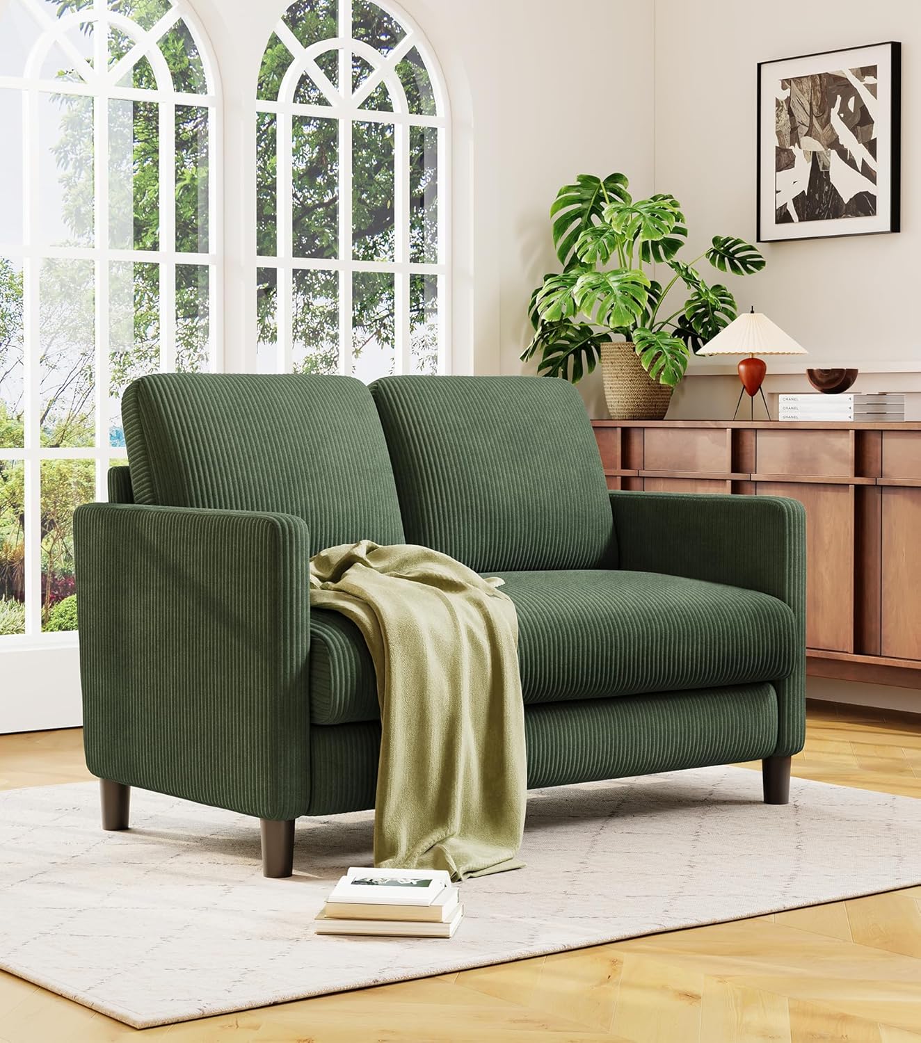 Loveseat Sofa 51 Love Seat Comfy Corduroy Small Loveseat Tool-Free Setup Couch