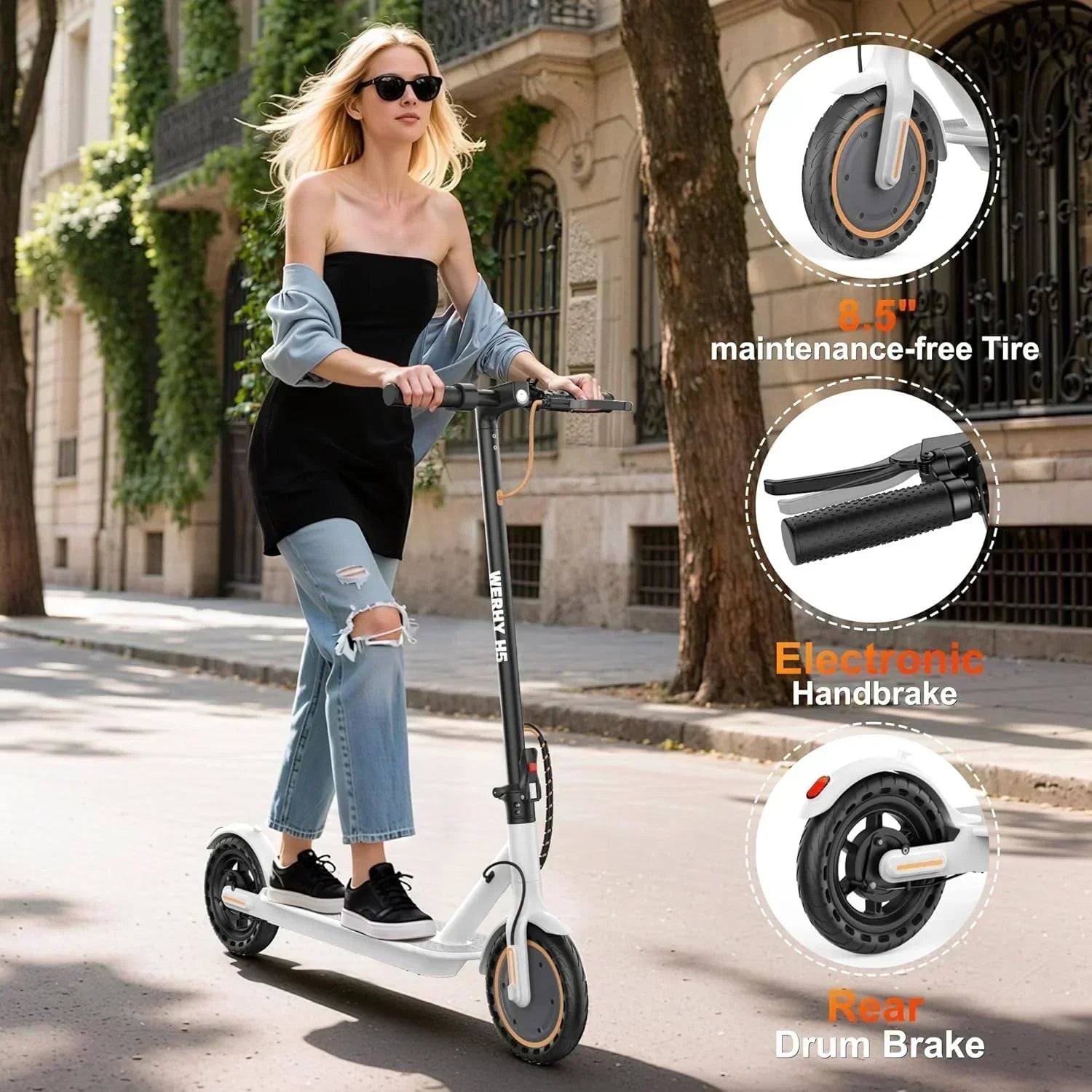 Electric Scooter 350W/500W Motor Top Speed 19/22 mph Max 16/23/28Miles Ranges Foldable E Scooter