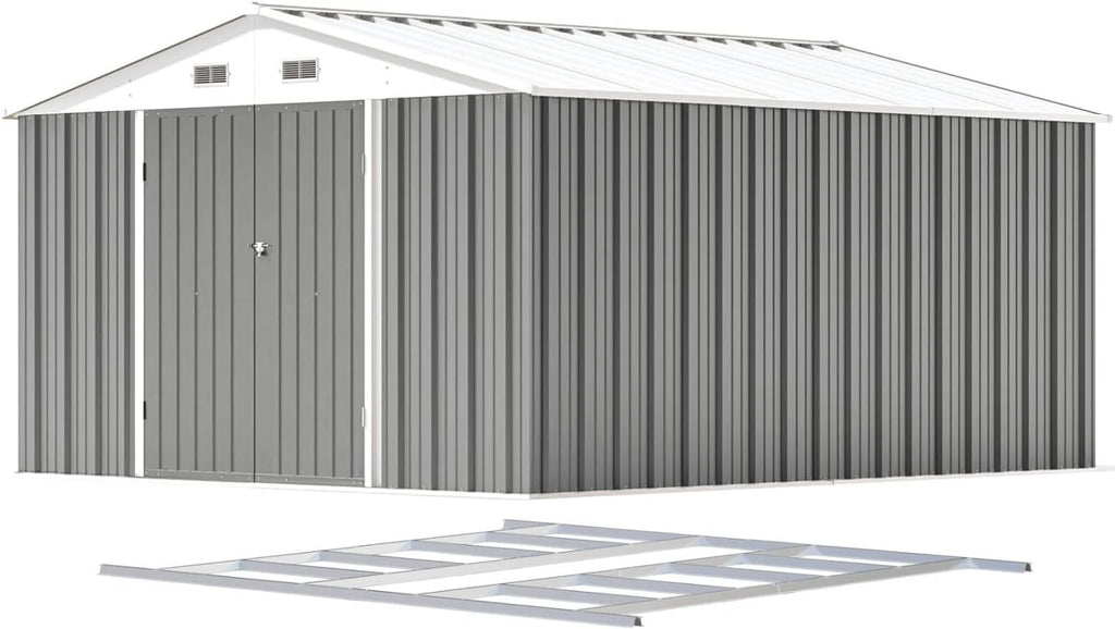 Patiowell 5x3 FT Outdoor Storage Shed Tool Shed with Sloping Roof and Lockable Door Metal Shed